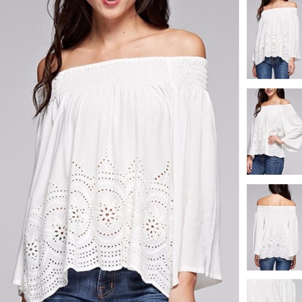 Off Shoulder Crochet Lace Blouse from Love Stitch